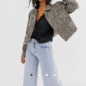 Free People Cheetah Print Denim Jacket